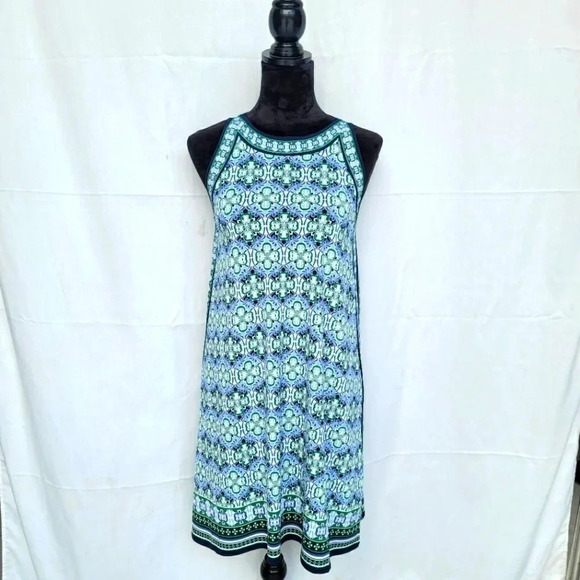 Max Studio Dresses & Skirts - NWT Max Studio Shift Dress Sleveless Stretch-Knit Polyester Navy Blue Green XS